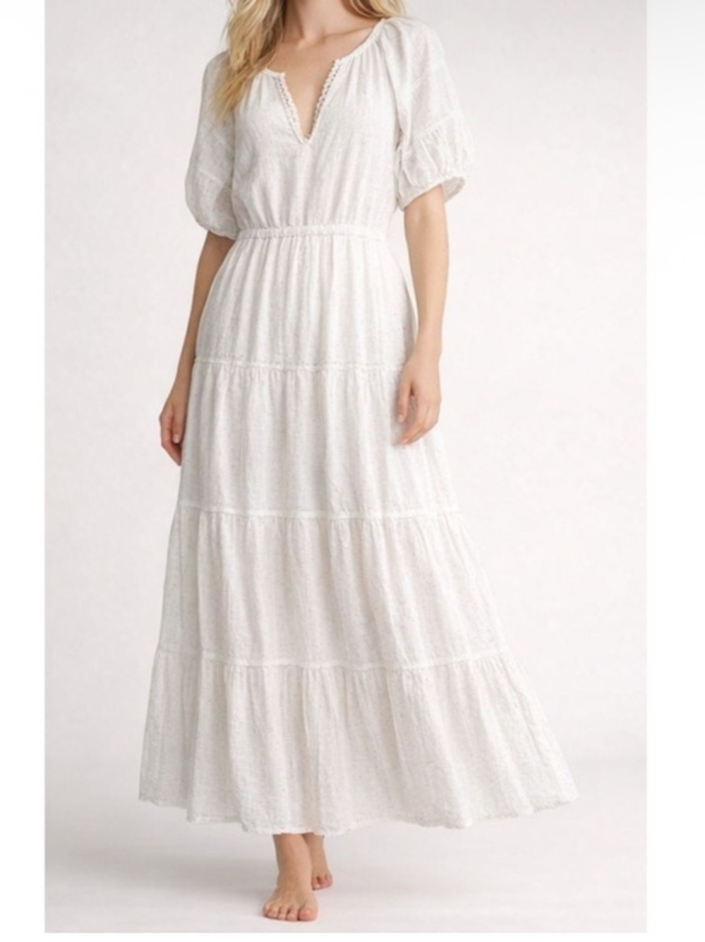 Betsey Johnson Spectator White Confetti Maxi Dress Breathable Cotton Lined S